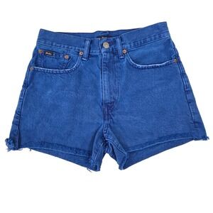 Polo Ralph Lauren Bright‎ Blue High Rise Cut-Off Denim Jean Shorts Women Size 26